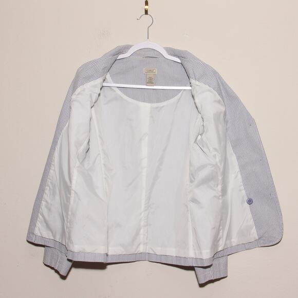 Vintage LL Bean Striped Blazer Jacket Size 12 Cotton Blend - Picture 10 of 11